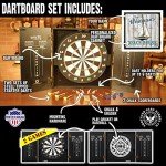 THOUSAND OAKS BARREL CO. | Personalized Dart Board Cabinet Set for Adults with 6 Steel Tip Darts (Summer Beach House Dartboard)