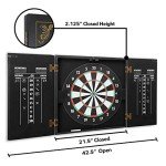 THOUSAND OAKS BARREL CO. | Personalized Dart Board Cabinet Set for Adults with 6 Steel Tip Darts (Summer Beach House Dartboard)