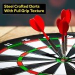 THOUSAND OAKS BARREL CO. | Personalized Dart Board Cabinet Set for Adults with 6 Steel Tip Darts (Summer Beach House Dartboard)