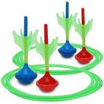 JOYIN Lawn Darts Game Set for Kids and Adults - Glow in The Dark Outdoor Lawn Games for Adults and Family, Soft Tip Darts Set for Kids Camping, Outside Yard
