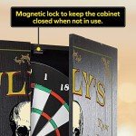 THOUSAND OAKS BARREL CO. | Personalized Dart Board Cabinet Set for Adults with 6 Steel Tip Darts (Summer Beach House Dartboard)
