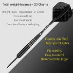 Steel Tip Darts Set for Dartboard, Professional Darts with Metal Tip 23 Grams, Brass Barrel + Black Aluminium Nylon Shafts 9 Flights 50 Rubber O-Rings 12 Spring Rings 1 Dart Sharpener Tool