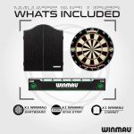Winmau Darts - Masters Pro Premium Bristle Dartboard and Cabinet Set - Includes Dart Board, Cabinet, Darts, Flights, Shafts and Oche Strip - Professional Steel Tip Dartboard Set for Adults