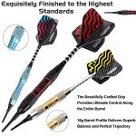 Darts Plastic Tip - Professional Soft Tip Darts Set for Electronic Dartboard 9 Pcs 18 Grams with 50 Extra Tips 9 Shafts 27 Flights Tool Kit Flight Protectors and Gift Darts Case (Blue)