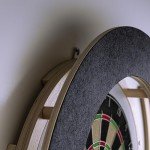 Dart Board Cabinet Set with LED Light; Bristle Dartboard, Built in LED Light, Darts and Chalkboards (Black Version)