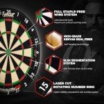 IgnatGames Dart Board Professional- Competition Size Kenyan Sisal Dart Board for Adults - Staple-Free Ultra-Thin Wire Spider Dartboard + Accessories & SnapFit Dartboard Mounting Bracket