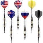Wefely Darts Metal Tip Set, Darts Plastic Tip, Steel Tip Darts Set, Soft Tip Darts, Professional Metal Darts for Dartboard, Darts Case, 6 pcs 18 Grams