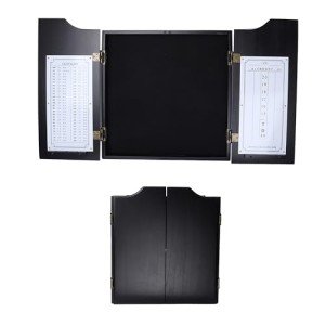 GSE Games & Sports Expert Professional Solid Wood Classic Official Size Dartboard Cabinet with Dart Scoreboard for Game Room. Dartboard & Darts Not Included (Black)