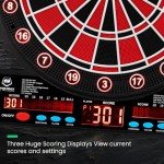 Electronic Dart Board LED Electric Digital Scoreboard Dart Boards for Adults with MDF Cabinet, up to 8 Players, 34 Games,355 Variations - 12 Soft Tip Darts & 100 Replacement tips - Great for Game Room