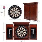 GSE Games & Sports Expert Professional Solid Wood Classic Dartboard Cabinet with Sisal/Bristle Dartboard, Scoreboard, and 6 Steel Tip Darts, Easy Assembly Complete with All Accessories (Premium Brown)