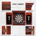 GSE Games & Sports Expert Professional Solid Wood Classic Dartboard Cabinet with Sisal/Bristle Dartboard, Scoreboard, and 6 Steel Tip Darts, Easy Assembly Complete with All Accessories (Premium Brown)
