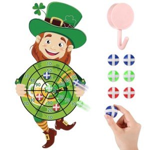 Seenelling St Patricks Day Dart Board Game Set Large 23.6 x 31.5in Dart Board Games with 6 Sticky Balls Irish Party for St' Patricks Day Party Throwing Indoor Outdoor Yard Toss(Shamrock)