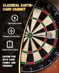 Yirinatek Sisal Dart Board Cabinet Sets, Decorative Dart Boards for Adults [12*Steel Darts] - Wooden Dartboard Cabinet with Integrated Scoreboard for Family Game Rooms [Apricot]