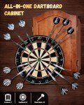 Yirinatek Sisal Dart Board Cabinet Sets, Decorative Dart Boards for Adults [12*Steel Darts] - Wooden Dartboard Cabinet with Integrated Scoreboard for Family Game Rooms [Apricot]