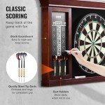 VEVOR Dart Board Cabinet Set, Ready-to-Play Bundle Official Size Dartboard Cabinet Set, Steel Tip Dart Cabinet, Features Easy Assembly, Complete with All Accessories, Perfect for Cricket Games