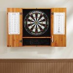 Viper Metropolitan Solid Wood Cabinet & Sisal/Bristle Dartboard Ready-to-Play Bundle: Premium Set (Razorback Dartboard and Darts), Oak Finish