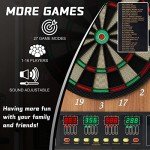 Hanbramo Dart Board, Decorative Dart Board Cabinet Set [12*Soft Tip Darts], Electronic Dart Board - Wooden Cabinet Doors with Integrated Scoreboard for Family Game Rooms (Apricot)
