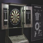 Accudart Dartboard Set with LED Cabinet, 2 Scoring Chalkboards, Chalk, Eraser and 6 Darts