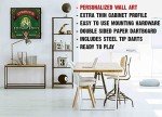 Personalized Dart Board Cabinet Set with 6 Steel Tip Darts Set, Paper Dartboard, Chalk & Eraser (21.5 x 21.5 x 2.75) - Man Cave Furniture, Decor Dart Boards for Adults - Irish Pub Design (118)