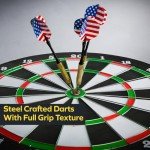 Personalized Dart Board Cabinet Set with 6 Steel Tip Darts Set, Paper Dartboard, Chalk & Eraser (21.5 x 21.5 x 2.75) - Man Cave Furniture, Decor Dart Boards for Adults - Irish Pub Design (118)