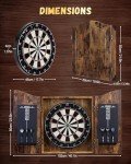 Yirinatek Sisal Dart Board Cabinet Sets, Decorative Dart Boards for Adults [12*Steel Darts] - Wooden Dartboard Cabinet with Integrated Scoreboard for Family Game Rooms (Vintage)