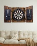 Yirinatek Sisal Dart Board Cabinet Sets, Decorative Dart Boards for Adults [12*Steel Darts] - Wooden Dartboard Cabinet with Integrated Scoreboard for Family Game Rooms (Vintage)