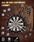 Yirinatek Sisal Dart Board Cabinet Sets, Decorative Dart Boards for Adults [12*Steel Darts] - Wooden Dartboard Cabinet with Integrated Scoreboard for Family Game Rooms (Vintage)