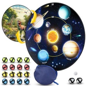 National Geographic Kids Glow in The Dark Dart Board for Kids - Dart Ball Game Set with 28" Reversible, Glowing Dartboard and Sticky Balls, Indoor Games for Kids, Kids Darts Game, Kid Dart Board