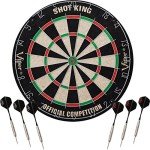 Viper Stadium Cabinet & Shot King Sisal/Bristle Dartboard Ready-to-Play Bundle: Premium Set (Shot King Dartboard, Darts, Shadow Buster and Throw Line), Black