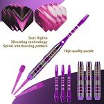 Himmbods Soft Tip Darts Set 3 Aluminum Shaft Professional Darts Plastic Tip Sets 2BA Replacement Tips + Extra 3 Dart Flights 3 Replace Plastic Shafts for Electronic Dart Board (Purple)