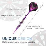 Himmbods Soft Tip Darts Set 3 Aluminum Shaft Professional Darts Plastic Tip Sets 2BA Replacement Tips + Extra 3 Dart Flights 3 Replace Plastic Shafts for Electronic Dart Board (Purple)