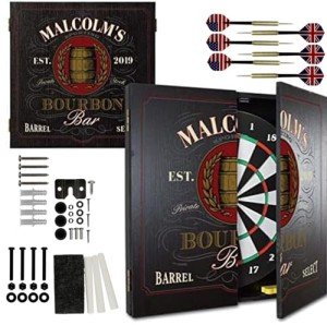 Custom Dart Board Cabinet Set with Steel Tip Darts