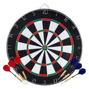 GOTHINK Regulation Bristle Steel Tip Dartboard Starter Set, 17.5" Inch Staple-Free Bullseye, Rotating Number Ring, Metal Radial Spider Wire, Professional Dartboard with 6 Darts (3 Blue & 3 Red)