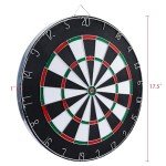 GOTHINK Regulation Bristle Steel Tip Dartboard Starter Set, 17.5" Inch Staple-Free Bullseye, Rotating Number Ring, Metal Radial Spider Wire, Professional Dartboard with 6 Darts (3 Blue & 3 Red)