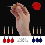 GOTHINK Regulation Bristle Steel Tip Dartboard Starter Set, 17.5" Inch Staple-Free Bullseye, Rotating Number Ring, Metal Radial Spider Wire, Professional Dartboard with 6 Darts (3 Blue & 3 Red)