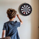 GOTHINK Regulation Bristle Steel Tip Dartboard Starter Set, 17.5" Inch Staple-Free Bullseye, Rotating Number Ring, Metal Radial Spider Wire, Professional Dartboard with 6 Darts (3 Blue & 3 Red)