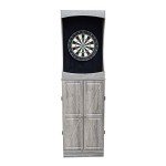 Hathaway Westwood Free-Standing Set-Includes 18, Steel-Tip Darts-Perfect for Family Game Rooms, Basements, Home Bars Dartboard Cabinet, Driftwood