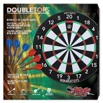 Shot! - DoubleTops Dartboard Game | 2-in-1, Tournament Size | Easy to Hang | Includes 6 Steel Tip Darts | Professional Dart Board, Darts Board Set, Game for Adults, Red, Sisal