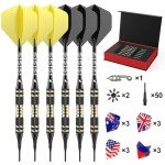Wefely Darts Metal Tip Set, Darts Plastic Tip, Steel Tip Darts Set, Soft Tip Darts, Professional Darts for Dartboard, 6 pcs 18 Grams