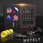 Wefely Darts Metal Tip Set, Darts Plastic Tip, Steel Tip Darts Set, Soft Tip Darts, Professional Darts for Dartboard, 6 pcs 18 Grams