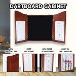 GSE Games & Sports Expert Professional Solid Wood Classic Official Size Dartboard Cabinet with Dart Scoreboard for Game Room. Dartboard & Darts Not Included (Deluxe Walnut)