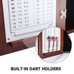 GSE Games & Sports Expert Professional Solid Wood Classic Official Size Dartboard Cabinet with Dart Scoreboard for Game Room. Dartboard & Darts Not Included (Deluxe Walnut)