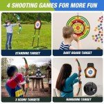 HYES 2 Pack Kids Bow and Arrow with 29" Large Dart Board, LED Light Up Archery Set with 24 Suction Cup Arrows, Indoor Outdoor Sport Toys Gifts for 3 4 5 6 7 8 9 10 11 12 Year Old Boys Girls