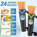 HYES 2 Pack Kids Bow and Arrow with 29" Large Dart Board, LED Light Up Archery Set with 24 Suction Cup Arrows, Indoor Outdoor Sport Toys Gifts for 3 4 5 6 7 8 9 10 11 12 Year Old Boys Girls