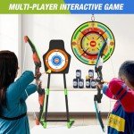 HYES 2 Pack Kids Bow and Arrow with 29" Large Dart Board, LED Light Up Archery Set with 24 Suction Cup Arrows, Indoor Outdoor Sport Toys Gifts for 3 4 5 6 7 8 9 10 11 12 Year Old Boys Girls