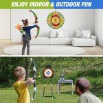 HYES 2 Pack Kids Bow and Arrow with 29" Large Dart Board, LED Light Up Archery Set with 24 Suction Cup Arrows, Indoor Outdoor Sport Toys Gifts for 3 4 5 6 7 8 9 10 11 12 Year Old Boys Girls