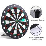 Theefun Safety Dart Board Set -16 Inch Rubber Dartboard Game with 6 Soft Tip Darts for Men Women, Party, Office Family Leisure Sport