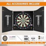 Pennpliy Dart Board Cabinet Set with 18" Dartboard, Bristle Professional Dart Boards for Adults with 6 Steel Tip Darts with Rotating Number Ring and Scoreboards, for Game Rooms, Man Caves, Home Bars
