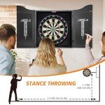 Pennpliy Dart Board Cabinet Set with 18" Dartboard, Bristle Professional Dart Boards for Adults with 6 Steel Tip Darts with Rotating Number Ring and Scoreboards, for Game Rooms, Man Caves, Home Bars