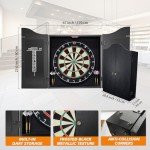 Pennpliy Dart Board Cabinet Set with 18" Dartboard, Bristle Professional Dart Boards for Adults with 6 Steel Tip Darts with Rotating Number Ring and Scoreboards, for Game Rooms, Man Caves, Home Bars